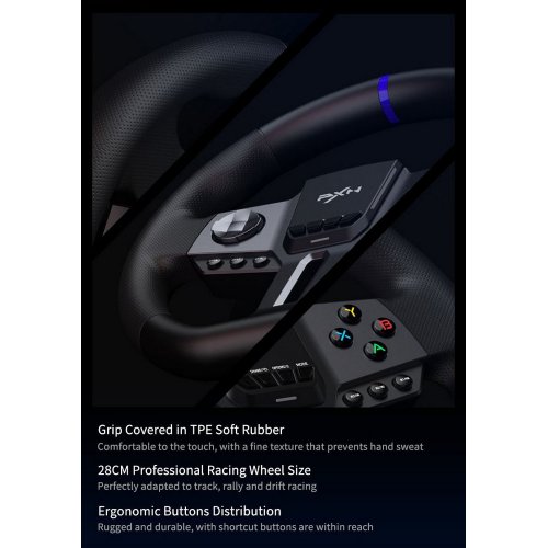 Кермо з педалями та коробкою передач PXN V9 Gen 2 (6948052903273) Black купити в Україні: Київ, Львів, Хмельницький, Тернопіль | Низька ціна, відгуки, характеристики від TELEMART фото
