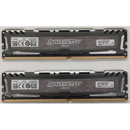Озу Crucial DDR4 8GB 2666Mhz Ballistix Sport LT (BLS8G4D26BFSBK) Grey (Восстановлено продавцом, 807104) купить в Украине: Киев, Днепр, Харьков, Одесса  | Проверка совместимости, низкая цена, отзывы, характеристики от TELEMART фото