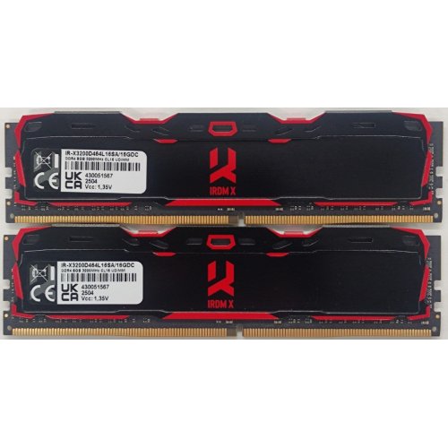 Озп GoodRAM DDR4 16GB (2x8GB) 3200Mhz Iridium X Black (IR-X3200D464L16SA/16GDC) (Відновлено продавцем, 807194) купити в Україні: Київ, Львів, Хмельницький, Тернопіль | Перевірка сумісності, низька ціна, відгуки, характеристики від TELEMART фото