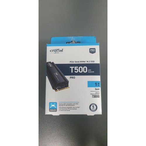 Уцінка ssd-диск Crucial T500 3D NAND TLC 1TB M.2 with heatsink (2280 PCI-E) NVMe x4 (CT1000T500SSD5) (Пошкоджено пакування, 807205) купити в Україні: Київ, Львів, Хмельницький, Тернопіль | Перевірка сумісності, низька ціна, відгуки, характеристики від TELEMART фото