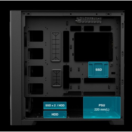 Корпус Gamdias ATHENA P3 Tempered Glass без БП (4711514501148) Black купить в Украине: Киев, Днепр, Харьков, Одесса  | Проверка совместимости, низкая цена, отзывы, характеристики от TELEMART фото