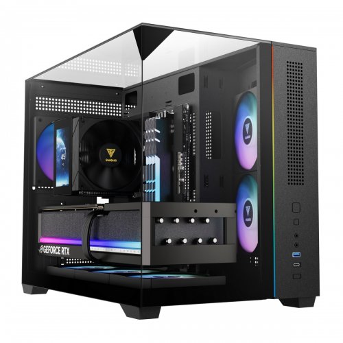 Корпус Gamdias ATLAS M3M Tempered Glass без БП (4711514503807) Black купить в Украине: Киев, Днепр, Харьков, Одесса  | Проверка совместимости, низкая цена, отзывы, характеристики от TELEMART фото