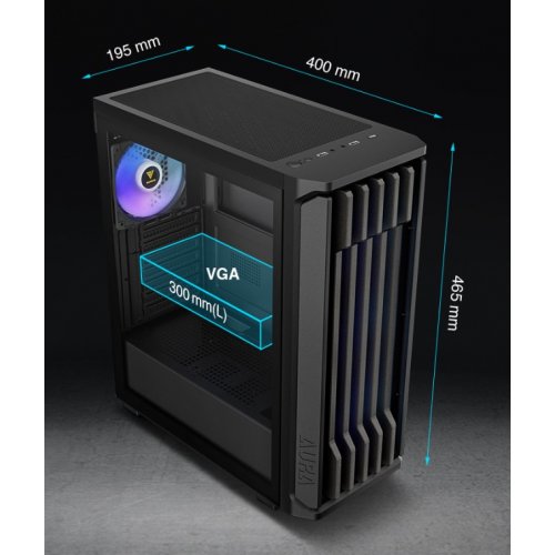 Корпус Gamdias AURA GC11 ARGB Tempered Glass без БП (4711514503760) Black купить в Украине: Киев, Днепр, Харьков, Одесса  | Проверка совместимости, низкая цена, отзывы, характеристики от TELEMART фото