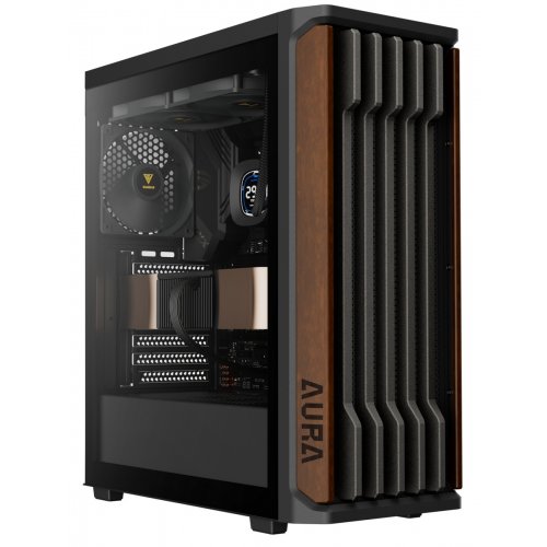 Корпус Gamdias AURA GC11 Tempered Glass без БП (4711514503753) Black/Wood купить в Украине: Киев, Днепр, Харьков, Одесса  | Проверка совместимости, низкая цена, отзывы, характеристики от TELEMART фото