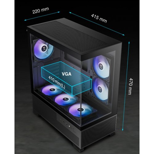 Корпус Gamdias AURA GC12 ARGB Tempered Glass без БП (4711514503821) Black купить в Украине: Киев, Днепр, Харьков, Одесса  | Проверка совместимости, низкая цена, отзывы, характеристики от TELEMART фото