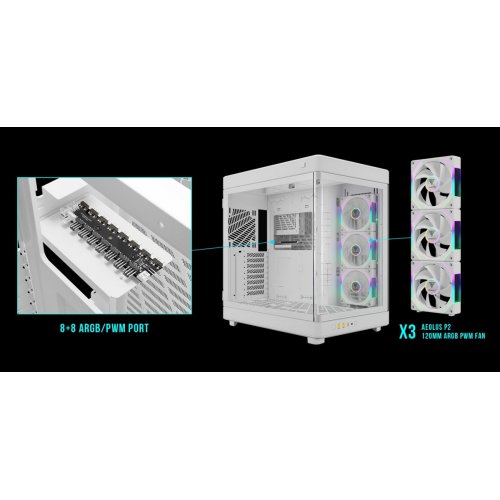 Корпус Gamdias NESO P1 PRO Tempered Glass без БЖ (4711514500431) White купити в Україні: Київ, Львів, Хмельницький, Тернопіль | Перевірка сумісності, низька ціна, відгуки, характеристики від TELEMART фото