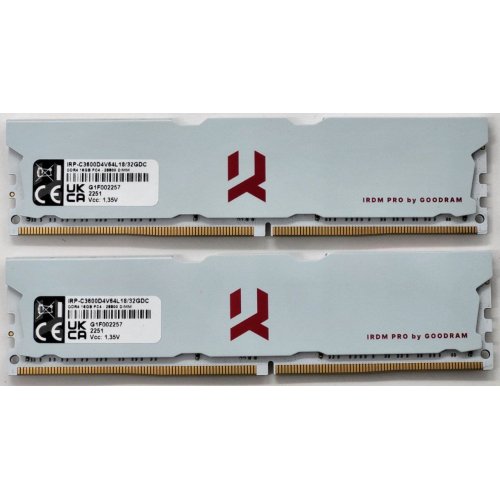Озу GoodRAM DDR4 32GB (2x16GB) 3600Mhz IRDM Pro Crimson White (IRP-C3600D4V64L18/32GDC) (Восстановлено продавцом, 807417) купить в Украине: Киев, Днепр, Харьков, Одесса  | Проверка совместимости, низкая цена, отзывы, характеристики от TELEMART фото
