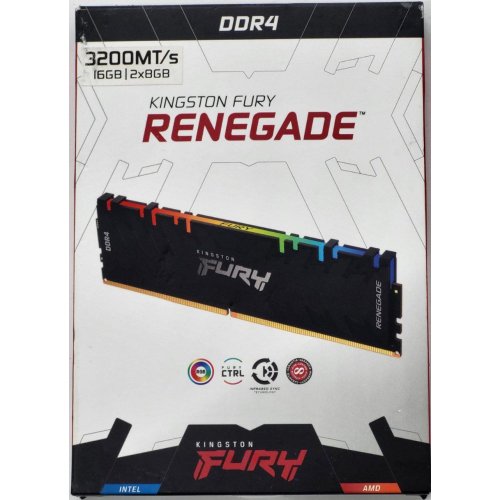 Озу Kingston DDR4 16GB (2x8GB) 3200Mhz FURY Renegade RGB Black (KF432C16RBAK2/16) (Восстановлено продавцом, 807492) купить в Украине: Киев, Днепр, Харьков, Одесса  | Проверка совместимости, низкая цена, отзывы, характеристики от TELEMART фото