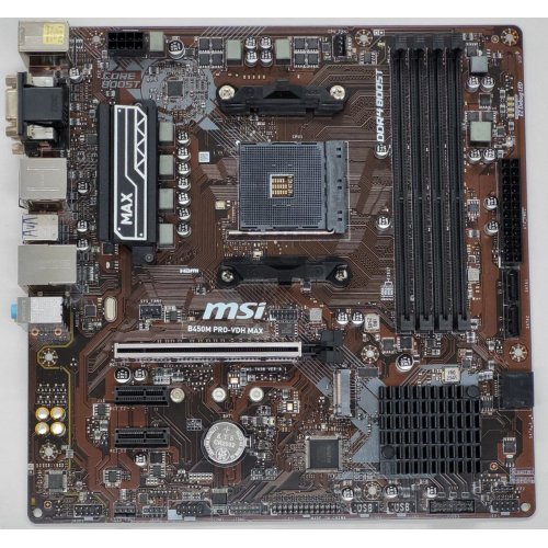 Материнська плата MSI B450M PRO-VDH MAX (sAM4, AMD B450) (Відновлено продавцем, 807552) купити в Україні: Київ, Львів, Хмельницький, Тернопіль | Перевірка сумісності, низька ціна, відгуки, характеристики від TELEMART фото