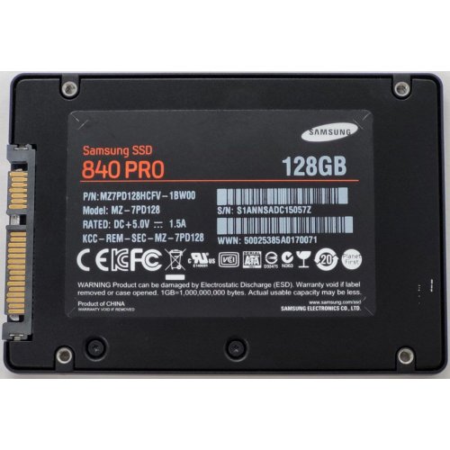 Ssd-диск Samsung 840 PRO 128GB 2.5" (MZ-7PD128BW) (Відновлено продавцем, 807565) купити в Україні: Київ, Львів, Хмельницький, Тернопіль | Перевірка сумісності, низька ціна, відгуки, характеристики від TELEMART фото