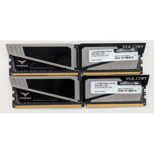 Озп Team DDR4 16GB (2x8GB) 3200Mhz T-Force Vulcan Gray (TLGD416G3200HC16CDC01) (Відновлено продавцем, 808020) купити в Україні: Київ, Львів, Хмельницький, Тернопіль | Перевірка сумісності, низька ціна, відгуки, характеристики від TELEMART фото