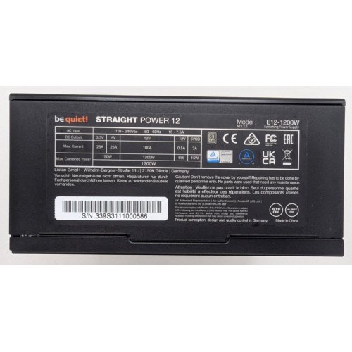 Блок живлення Be Quiet! Straight Power 12 1200W (BN339) (Відновлено продавцем, 808040) купити в Україні: Київ, Львів, Хмельницький, Тернопіль | Перевірка сумісності, низька ціна, відгуки, характеристики від TELEMART фото