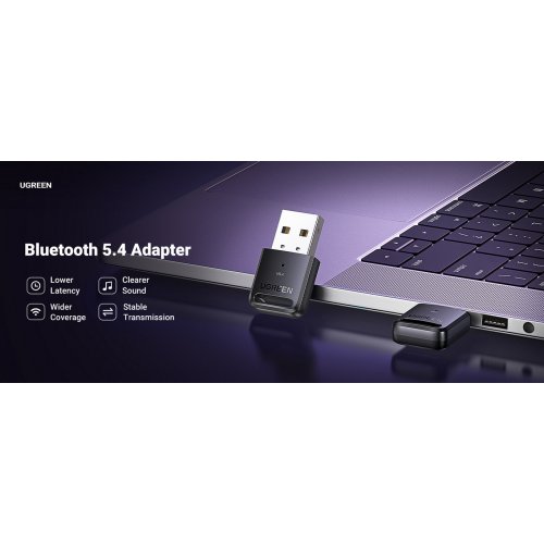 Bluetooth адаптер Ugreen CM748 Bluetooth 5.4 (35058) Black купити в Україні: Київ, Львів, Хмельницький, Тернопіль | Низька ціна, відгуки, характеристики від TELEMART фото