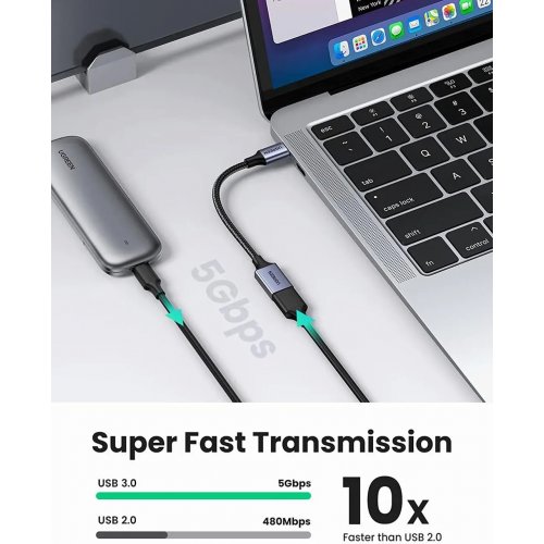 Кабель Ugreen US378 USB Type-C to USB 3.0 0.15m (70889) Black купити в Україні: Київ, Львів, Хмельницький, Тернопіль | Низька ціна, відгуки, характеристики від TELEMART фото