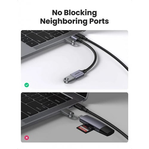 Кабель Ugreen US378 USB Type-C to USB 3.0 0.15m (70889) Black купити в Україні: Київ, Львів, Хмельницький, Тернопіль | Низька ціна, відгуки, характеристики від TELEMART фото