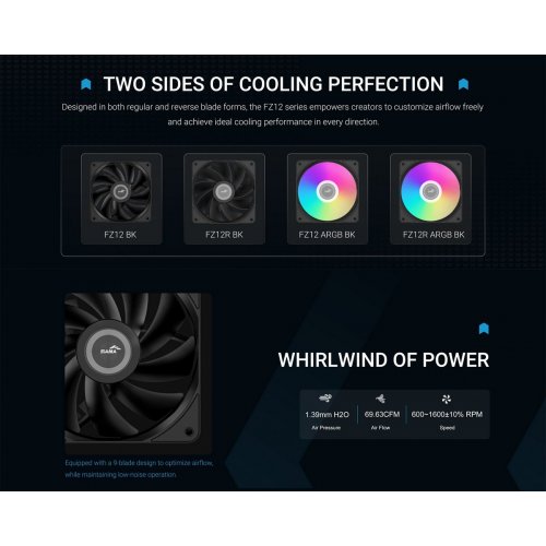 Кулер для корпуса SAMA FZ12 (FZ12-BKXX1TOX-G) Black купити в Україні: Київ, Львів, Хмельницький, Тернопіль, Івано-Франківськ | Перевірка сумісності, низька ціна, відгуки, характеристики від TELEMART фото
