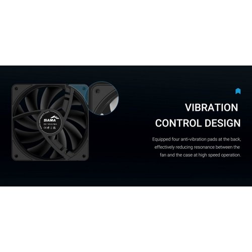 Кулер для корпуса SAMA FZ12 (FZ12-BKXX1TOX-G) Black купити в Україні: Київ, Львів, Хмельницький, Тернопіль, Івано-Франківськ | Перевірка сумісності, низька ціна, відгуки, характеристики від TELEMART фото