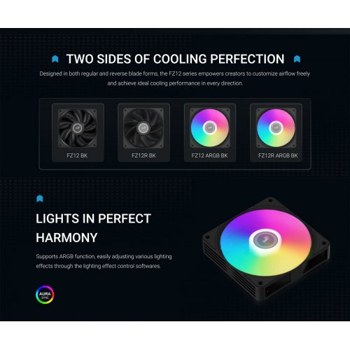 Кулер для корпуса SAMA FZ12 ARGB (FZ12-BKAM1TOX-G) Black купить в Украине: Киев, Днепр, Харьков, Одесса  | Проверка совместимости, низкая цена, отзывы, характеристики от TELEMART фото