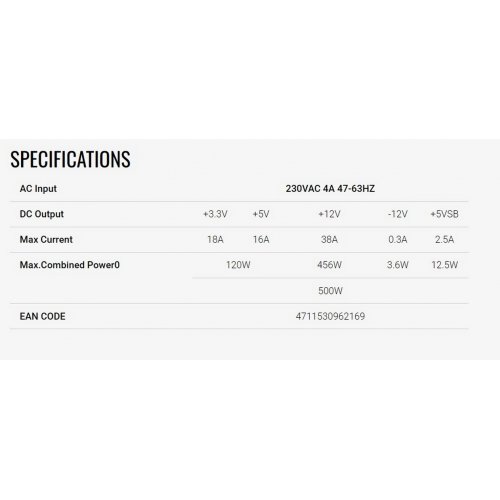 Блок питания Aerocool VX PLUS Stealth 500W (ACPN-VS50NEY.12) купить в Украине: Киев, Днепр, Харьков, Одесса  | Проверка совместимости, низкая цена, отзывы, характеристики от TELEMART фото