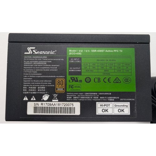 Блок живлення Seasonic ECO-430 430W Bronze (SSR-430ST) (Відновлено продавцем, 808512) купити в Україні: Київ, Львів, Хмельницький, Тернопіль | Перевірка сумісності, низька ціна, відгуки, характеристики від TELEMART фото