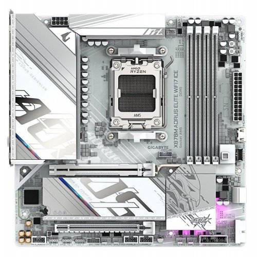 Материнська плата Gigabyte X870M AORUS ELITE WIFI7 ICE (sAM5, AMD X870) купити в Україні: Київ, Львів, Хмельницький, Тернопіль | Перевірка сумісності, низька ціна, відгуки, характеристики від TELEMART фото