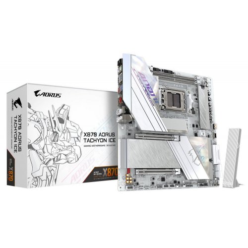 Материнська плата Gigabyte X870 AORUS TACHYON ICE (sAM5, AMD X870) купити в Україні: Київ, Львів, Хмельницький, Тернопіль | Перевірка сумісності, низька ціна, відгуки, характеристики від TELEMART фото