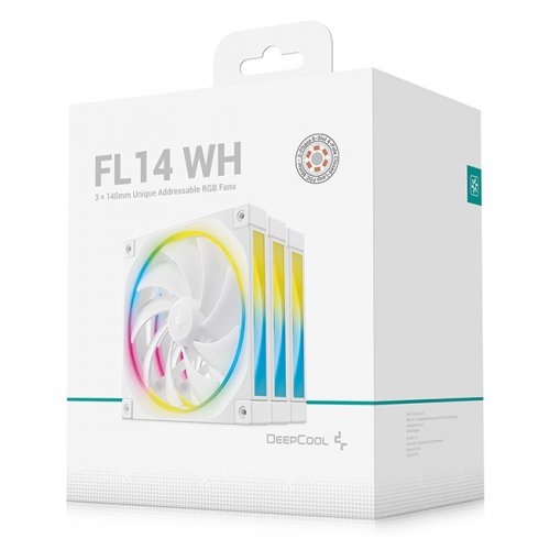 Набор кулеров для корпуса Deepcool FL14 3 in 1 (R-FL14-WHAPN3-G) White купить в Украине: Киев, Днепр, Харьков, Одесса  | Проверка совместимости, низкая цена, отзывы, характеристики от TELEMART фото