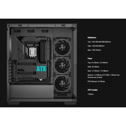 Корпус Deepcool CG580 4F V2 Tempered Glass без БП (R-CG580-BKADA4-G-2) Black купить в Украине: Киев, Днепр, Харьков, Одесса  | Проверка совместимости, низкая цена, отзывы, характеристики от TELEMART фото