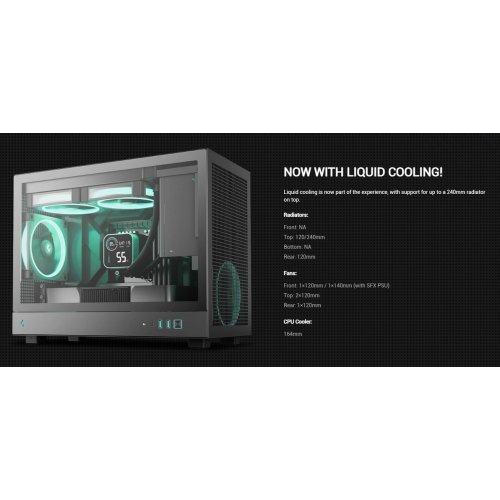 Корпус Deepcool CH160 Plus Tempered Glass без БП (R-CH160-BKNGM0-G) Black купить в Украине: Киев, Днепр, Харьков, Одесса  | Проверка совместимости, низкая цена, отзывы, характеристики от TELEMART фото