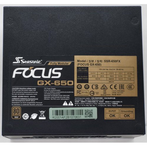Блок живлення Seasonic Focus GX-650W Gold (SSR-650FX) (Відновлено продавцем, 808877) купити в Україні: Київ, Львів, Хмельницький, Тернопіль | Перевірка сумісності, низька ціна, відгуки, характеристики від TELEMART фото
