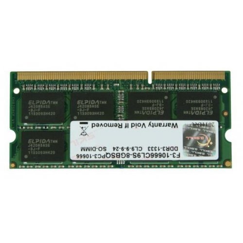 Купить ОЗУ G.Skill SODIMM DDR3 8GB 1333Mhz (F3-10666CL9S-8GBSQ) с проверкой совместимости: обзор, характеристики, цена в Киеве, Днепре, Одессе, Харькове, Украине | интернет-магазин TELEMART.UA фото