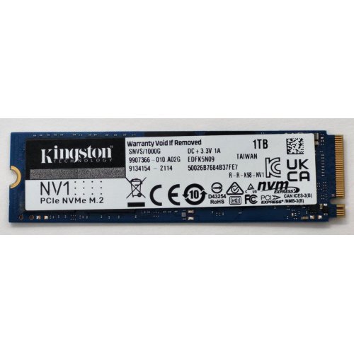 Ssd-диск Kingston NV1 1TB M.2 (2280 PCI-E) NVMe x4 (SNVS/1000G) (Відновлено продавцем, 808967) купити в Україні: Київ, Львів, Хмельницький, Тернопіль | Перевірка сумісності, низька ціна, відгуки, характеристики від TELEMART фото