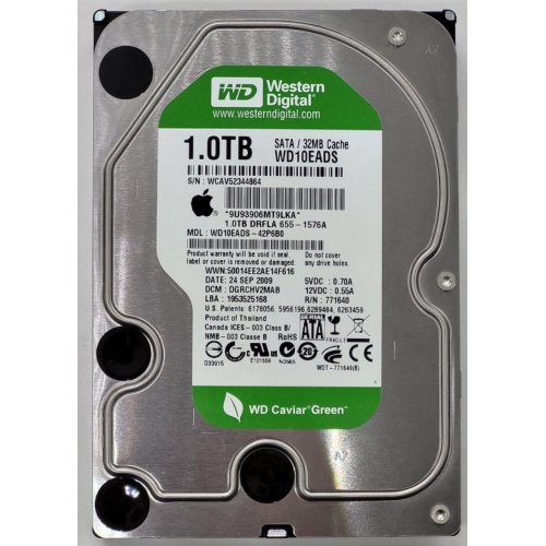 Жесткий диск Western Digital Green 1TB 32MB 5400RPM 3.5" (WD10EADS) (Восстановлено продавцом, 809191) купить в Украине: Киев, Днепр, Харьков, Одесса  | Проверка совместимости, низкая цена, отзывы, характеристики от TELEMART фото