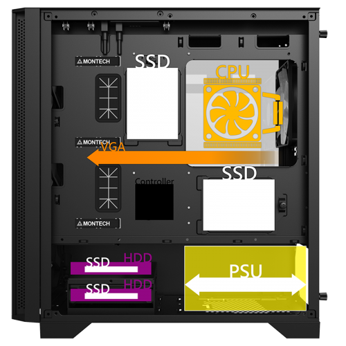 Уцінка корпус Montech Air 100 ARGB без БЖ Black (Розкрита упаковка, 809197) купити в Україні: Київ, Львів, Хмельницький, Тернопіль | Перевірка сумісності, низька ціна, відгуки, характеристики від TELEMART фото
