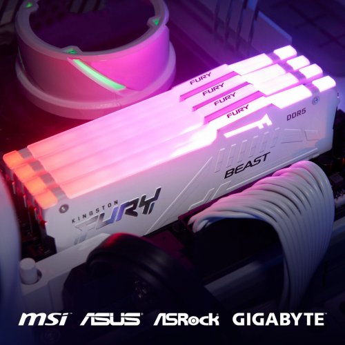 Уценка озу Kingston DDR5 32GB (2x16GB) 6000Mhz FURY Beast RGB White (KF560C30BWEAK2-32) (Вскрытая упаковка, 809226) купить в Украине: Киев, Днепр, Харьков, Одесса  | Проверка совместимости, низкая цена, отзывы, характеристики от TELEMART фото