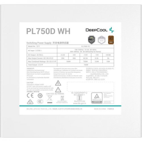 Уценка блок питания Deepcool PL750D 750W (R-PL750D-FC0W-EU-V2) White (Вскрытая упаковка, 809244) купить в Украине: Киев, Днепр, Харьков, Одесса  | Проверка совместимости, низкая цена, отзывы, характеристики от TELEMART фото