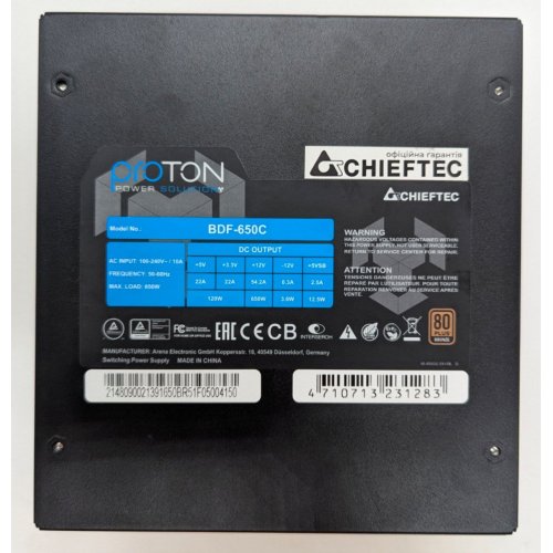 Блок питания CHIEFTEC Proton 650W (BDF-650C) (Восстановлено продавцом, 809271) купить в Украине: Киев, Днепр, Харьков, Одесса  | Проверка совместимости, низкая цена, отзывы, характеристики от TELEMART фото