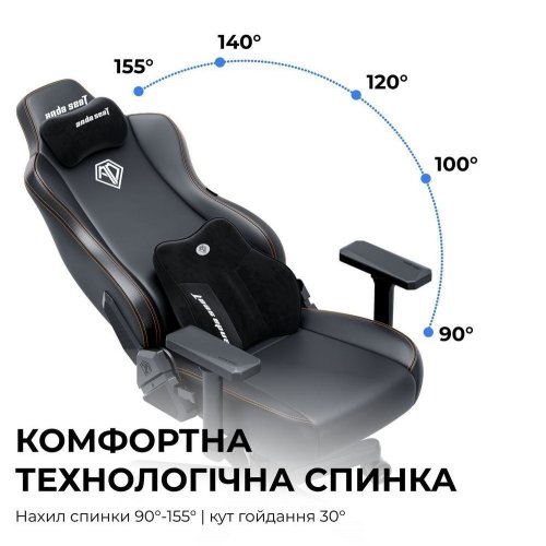 Игровое кресло Anda Seat Kaiser 3E XL Fabric (AD23YC-XL-09-B-CF-B01) Black купить в Украине: Киев, Днепр, Харьков, Одесса  | Низкая цена, отзывы, характеристики от TELEMART фото