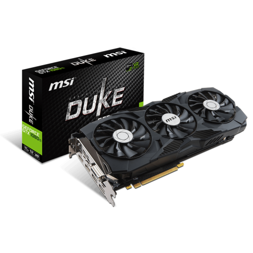 Видеокарта MSI GeForce GTX 1080 Ti DUKE OC 11264MB (GTX 1080 TI DUKE 11G OC) (Восстановлено продавцом, 809525) купить в Украине: Киев, Днепр, Харьков, Одесса  | Проверка совместимости, низкая цена, отзывы, характеристики от TELEMART фото