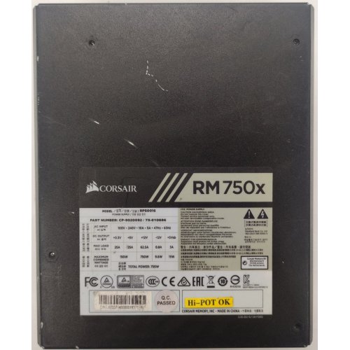 Блок живлення Corsair RM750x 750W (CP-9020092) (Відновлено продавцем, 809614) купити в Україні: Київ, Львів, Хмельницький, Тернопіль | Перевірка сумісності, низька ціна, відгуки, характеристики від TELEMART фото