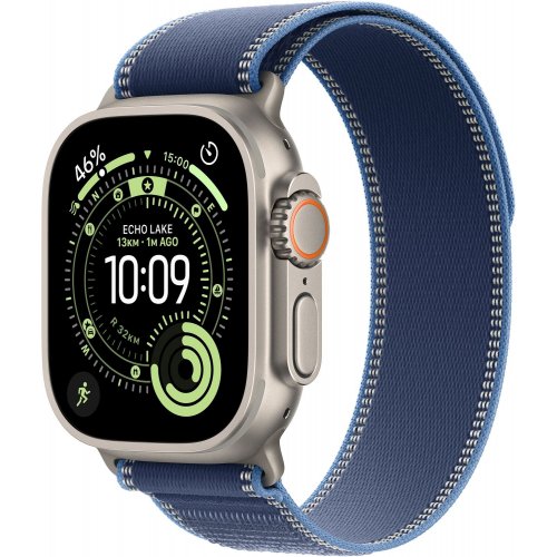Ремешок Apple Trail Loop Natural Titanium Finish for Apple Watch 49mm S/M (MFT64ZM/A) Blue/Bright Blue купить в Украине: Киев, Днепр, Харьков, Одесса  | Низкая цена, отзывы, характеристики от TELEMART фото