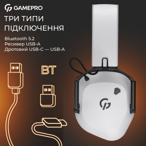 Наушники GamePro Genesis Mercury Pro Wireless (HSW120W) White купить в Украине: Киев, Днепр, Харьков, Одесса  | Низкая цена, отзывы, характеристики от TELEMART фото