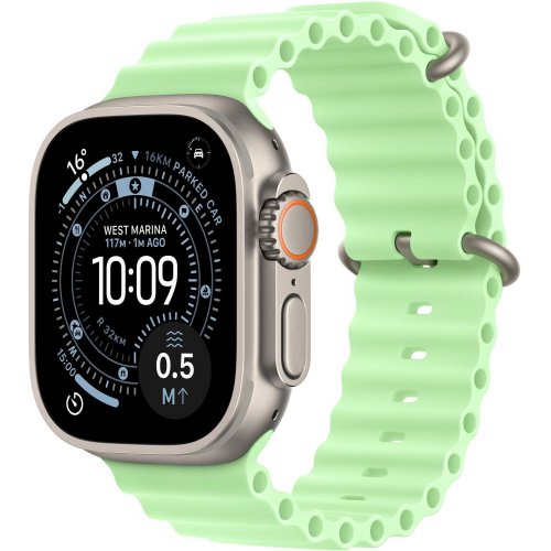 Ремінець Apple Ocean Band Natural Titanium Finish for Apple Watch 49mm (MGCF4ZM/A) Neon Green купити в Україні: Київ, Львів, Хмельницький, Тернопіль | Низька ціна, відгуки, характеристики від TELEMART фото