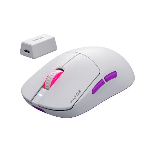Уцінка миша HATOR Quasar 3 Ultra 8K Wireless (HTM771) White/Violet (Розкрита упаковка, 810107) купити в Україні: Київ, Львів, Хмельницький, Тернопіль | Низька ціна, відгуки, характеристики від TELEMART фото