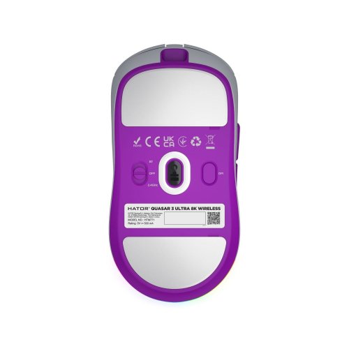 Уцінка миша HATOR Quasar 3 Ultra 8K Wireless (HTM771) White/Violet (Розкрита упаковка, 810107) купити в Україні: Київ, Львів, Хмельницький, Тернопіль | Низька ціна, відгуки, характеристики від TELEMART фото