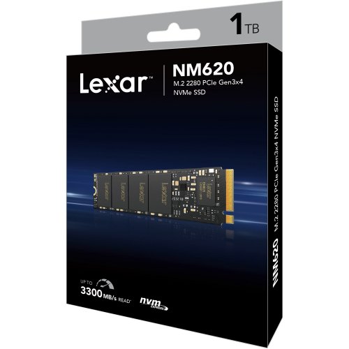 Уценка ssd-диск Lexar NM620 3D NAND TLC 1TB M.2 (2280 PCI-E) NVMe x4 (LNM620X001T-RNNNG) (Вскрытая упаковка, 810130) купить в Украине: Киев, Днепр, Харьков, Одесса  | Проверка совместимости, низкая цена, отзывы, характеристики от TELEMART фото