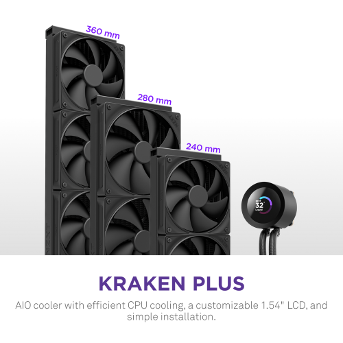 Готова СВО NZXT Kraken Plus 240 (RL-KN240-B2) Black купити в Україні: Київ, Львів, Хмельницький, Тернопіль | Перевірка сумісності, низька ціна, відгуки, характеристики від TELEMART фото