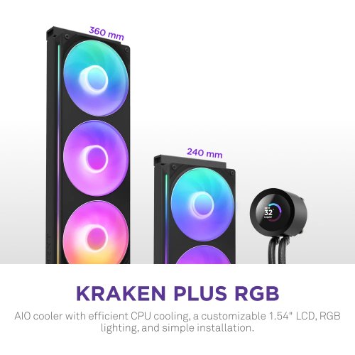 Готовая СВО NZXT Kraken Plus 240 RGB (RL-KR240-B2) Black купить в Украине: Киев, Днепр, Харьков, Одесса  | Проверка совместимости, низкая цена, отзывы, характеристики от TELEMART фото