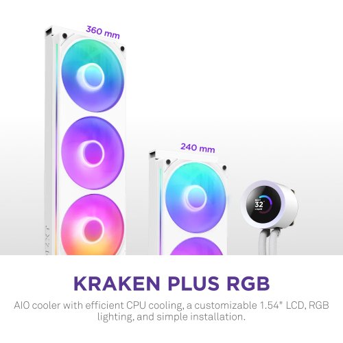Готова СВО NZXT Kraken Plus 240 RGB (RL-KR240-W2) White купити в Україні: Київ, Львів, Хмельницький, Тернопіль | Перевірка сумісності, низька ціна, відгуки, характеристики від TELEMART фото