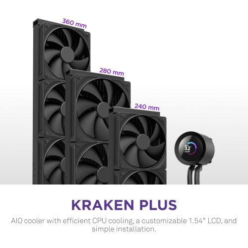 Готова СВО NZXT Kraken Plus 280 (RL-KN280-B2) Black купити в Україні: Київ, Львів, Хмельницький, Тернопіль | Перевірка сумісності, низька ціна, відгуки, характеристики від TELEMART фото